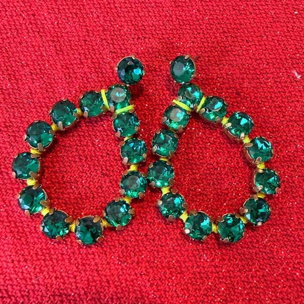 Stella & Dot Neon Dream Green Rhinestone Earrings
